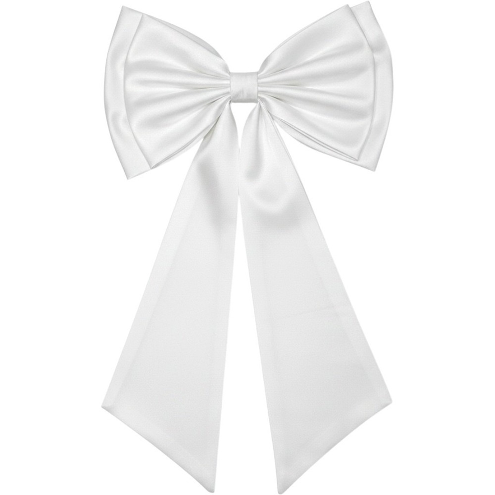 Oversized White Satin Bridal Bow Dress Embellishment Hair Accessory 14x24 Inch - Picture 1 of 8